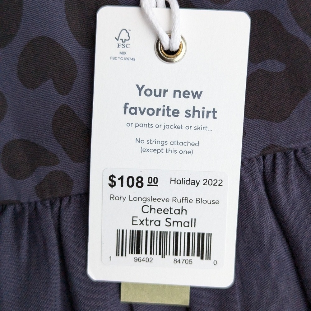 Marine Layer Blue Leopard Ruffle Rory Blouse XS NWT - Picture 7 of 9